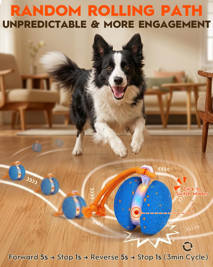 Xeuch Interactive Dog Toys, Automatic Irregular Moving and Rolling Dog Ball with 2 Speed Modes, E-TPU Material, Motion Activated Pet Toys with Rope for Dogs Puppies, Dog Stimulation Toy