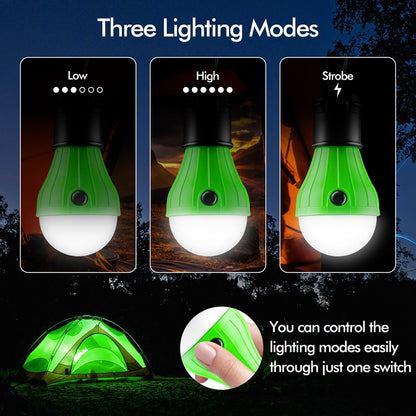FLY2SKY Tent Lamp Portable LED Tent Lights 4 Packs Hook Hurricane Emergency Lights LED Camping Light Bulb Camping Tent Lantern Bulb Camping Equipment for Camping Hiking Backpacking Fishing Outage