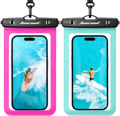 Hiearcool Universal Waterproof Case, Waterproof Phone Pouch Compatible for iPhone 14 13 12 11 Pro Max XS Plus Samsung Galaxy S22 Cellphone Up to 8.3", IPX8 Cellphone Dry Bag for Vacation-2 Pack