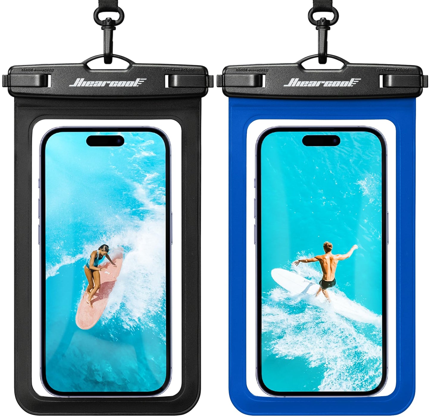 Hiearcool Universal Waterproof Case, Waterproof Phone Pouch Compatible for iPhone 14 13 12 11 Pro Max XS Plus Samsung Galaxy S22 Cellphone Up to 8.3", IPX8 Cellphone Dry Bag for Vacation-2 Pack