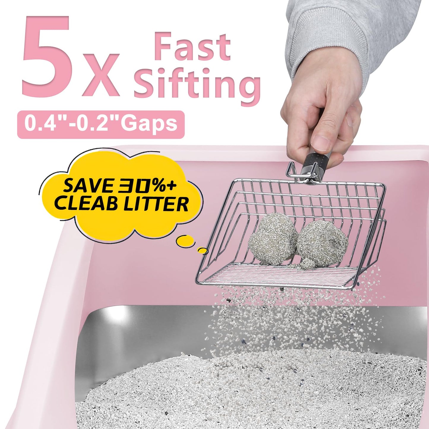 AIPERRO Stainless Steel Litter Box | XL Enclosed Cat Litter Boxs with Lid for Big Cats | High Sided, Anti-Urine Leakage | Non-Stick Bottom & Includes Litter Mat & Metal Scoop