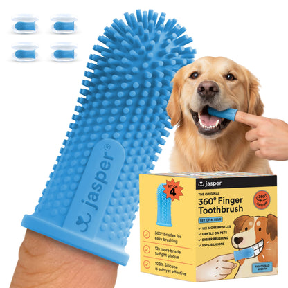 Jasper Dog Toothbrush, 360º Dog Tooth Brushing Kit, Cat Toothbrush, Dog Teeth Cleaning, Dog Finger Toothbrush, Dog Tooth Brush for Small & Large Pets, Dog Toothpaste Not Included