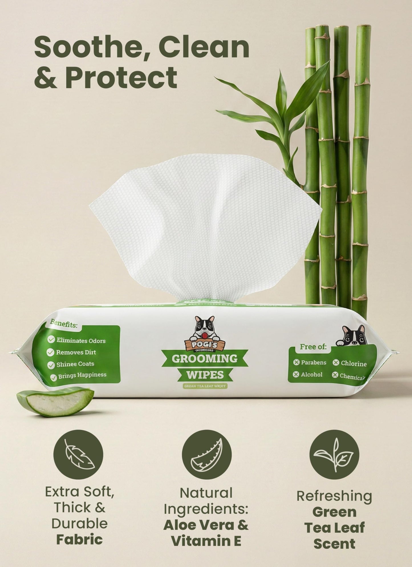 Pogi’s Dog Wipes – Hypoallergenic Pet Wipes for Paws, Body & Butt – Cleaning & Hydrating
