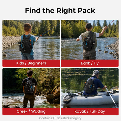 Piscifun Fishing Backpack with Rod Holder, Lightweight Sling Bag Storge Gear and Equipment