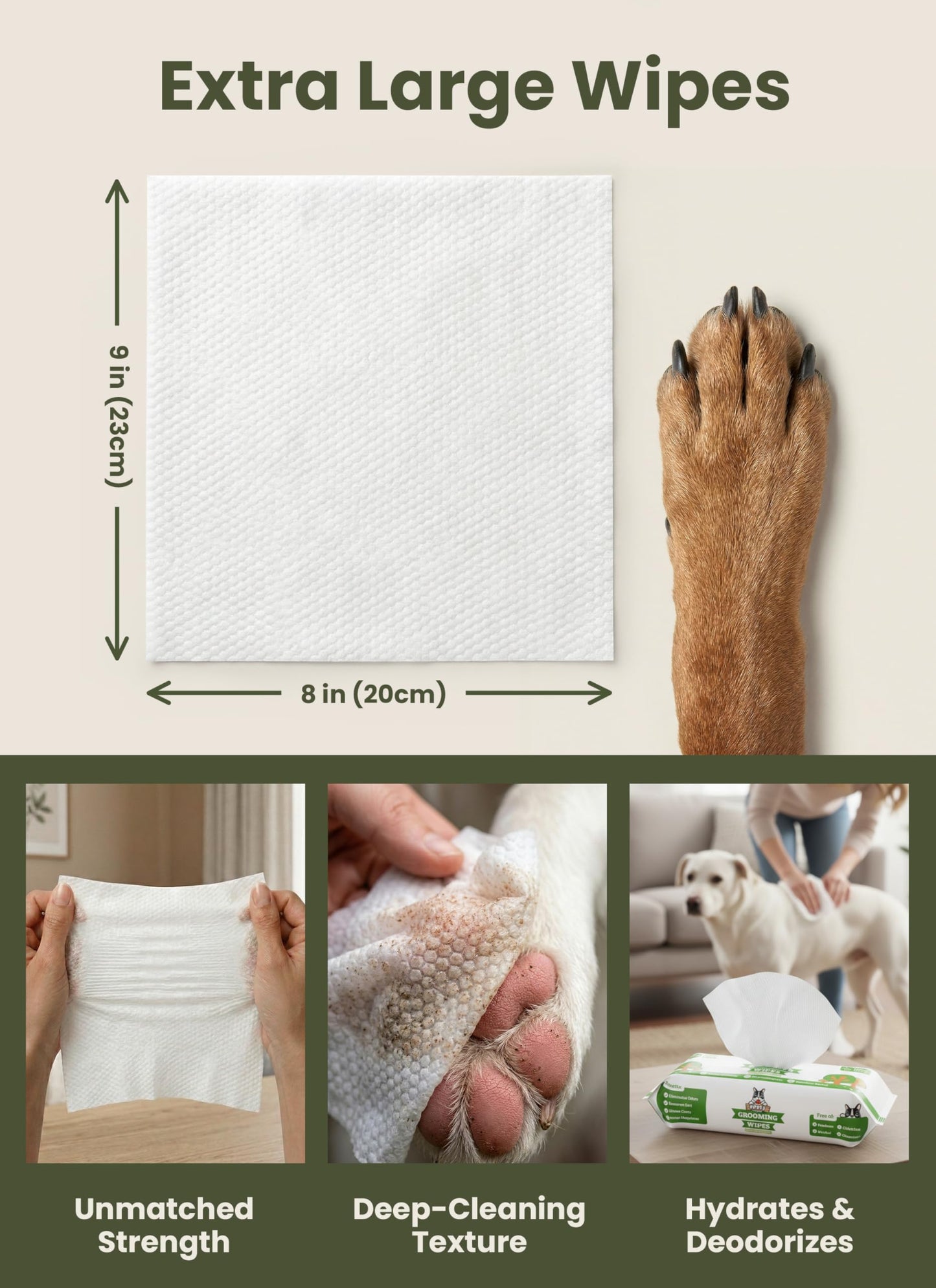 Pogi’s Dog Wipes – Hypoallergenic Pet Wipes for Paws, Body & Butt – Cleaning & Hydrating
