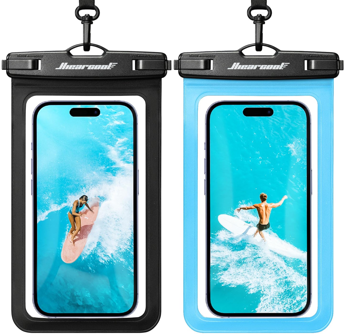 Hiearcool Universal Waterproof Case, Waterproof Phone Pouch Compatible for iPhone 14 13 12 11 Pro Max XS Plus Samsung Galaxy S22 Cellphone Up to 8.3", IPX8 Cellphone Dry Bag for Vacation-2 Pack