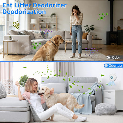 Cat Litter Deodorizer,Smart Pet Odor Eliminator with Sensor Monitor,Ultra-Quiet Air Purifier with 3 Modes,Multi-Purpose Plug in Air Fresheners for Home Use