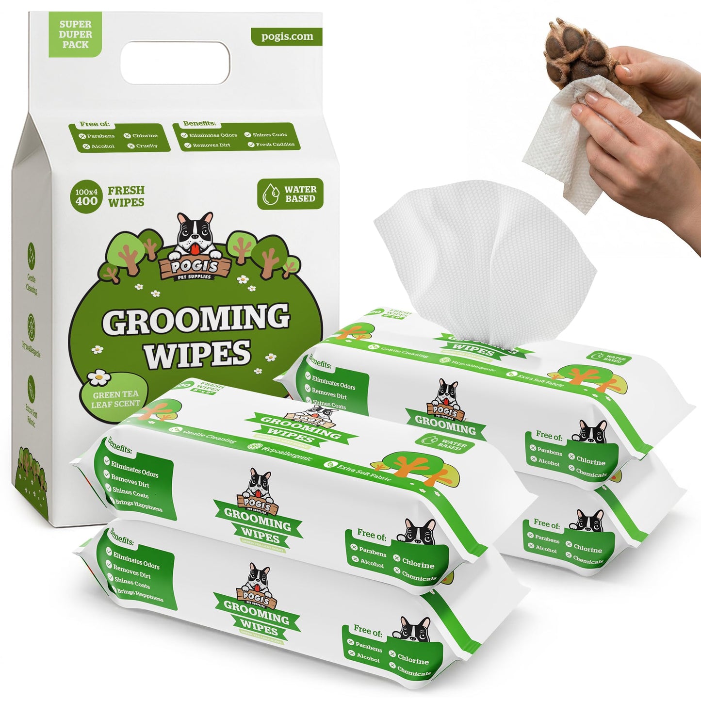Pogi’s Dog Wipes – Hypoallergenic Pet Wipes for Paws, Body & Butt – Cleaning & Hydrating