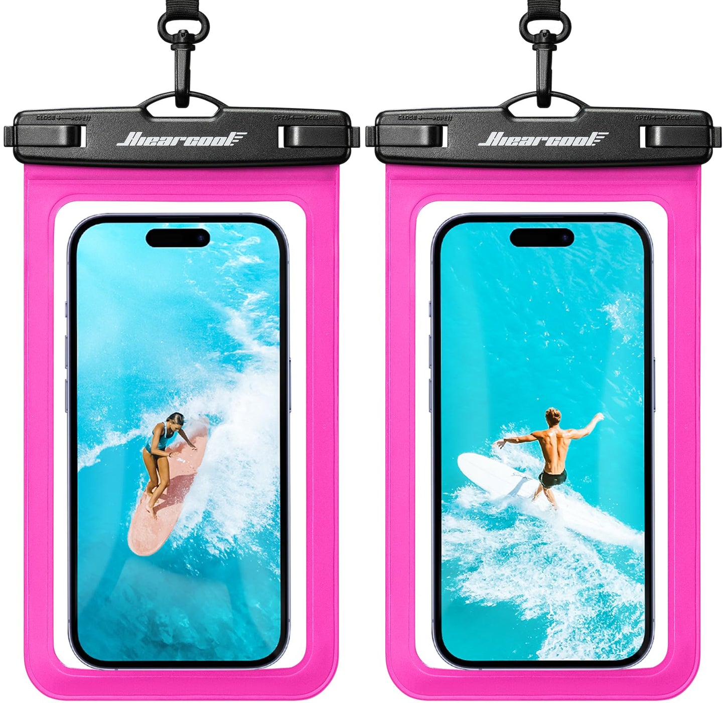 Hiearcool Universal Waterproof Case, Waterproof Phone Pouch Compatible for iPhone 14 13 12 11 Pro Max XS Plus Samsung Galaxy S22 Cellphone Up to 8.3", IPX8 Cellphone Dry Bag for Vacation-2 Pack