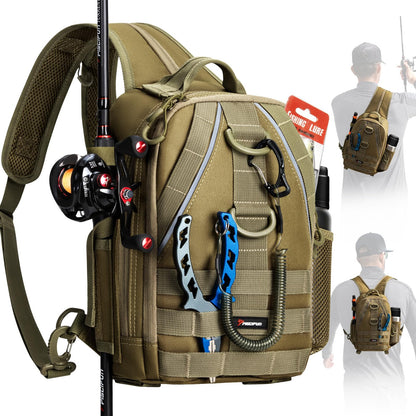 Piscifun Fishing Backpack with Rod Holder, Lightweight Sling Bag Storge Gear and Equipment