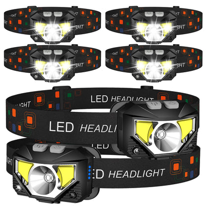LHKNL Headlamp Flashlight, 1200 Lumen Ultra-Light Bright LED Rechargeable Headlight with White Red Light, Waterproof Motion Sensor Head Lamp, 8 Modes for Outdoor Camping Running Cycling Fishing