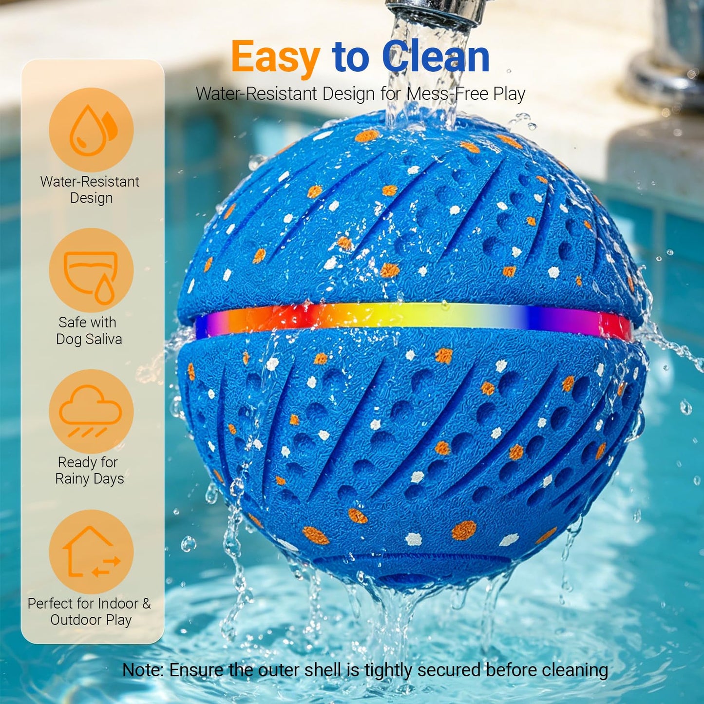 GULUNOOK Interactive Dog Ball Toy for Small Medium Dogs – Smart Auto Moving Bouncing Ball with LED Lights, 3 Play Modes, Durable E-TPU, USB Rechargeable, 2.8” Dog Toys to Keep Dogs Busy
