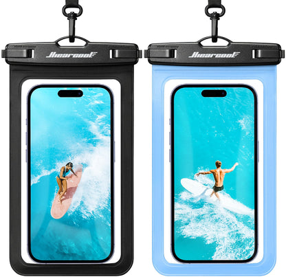 Hiearcool Universal Waterproof Case, Waterproof Phone Pouch Compatible for iPhone 14 13 12 11 Pro Max XS Plus Samsung Galaxy S22 Cellphone Up to 8.3", IPX8 Cellphone Dry Bag for Vacation-2 Pack