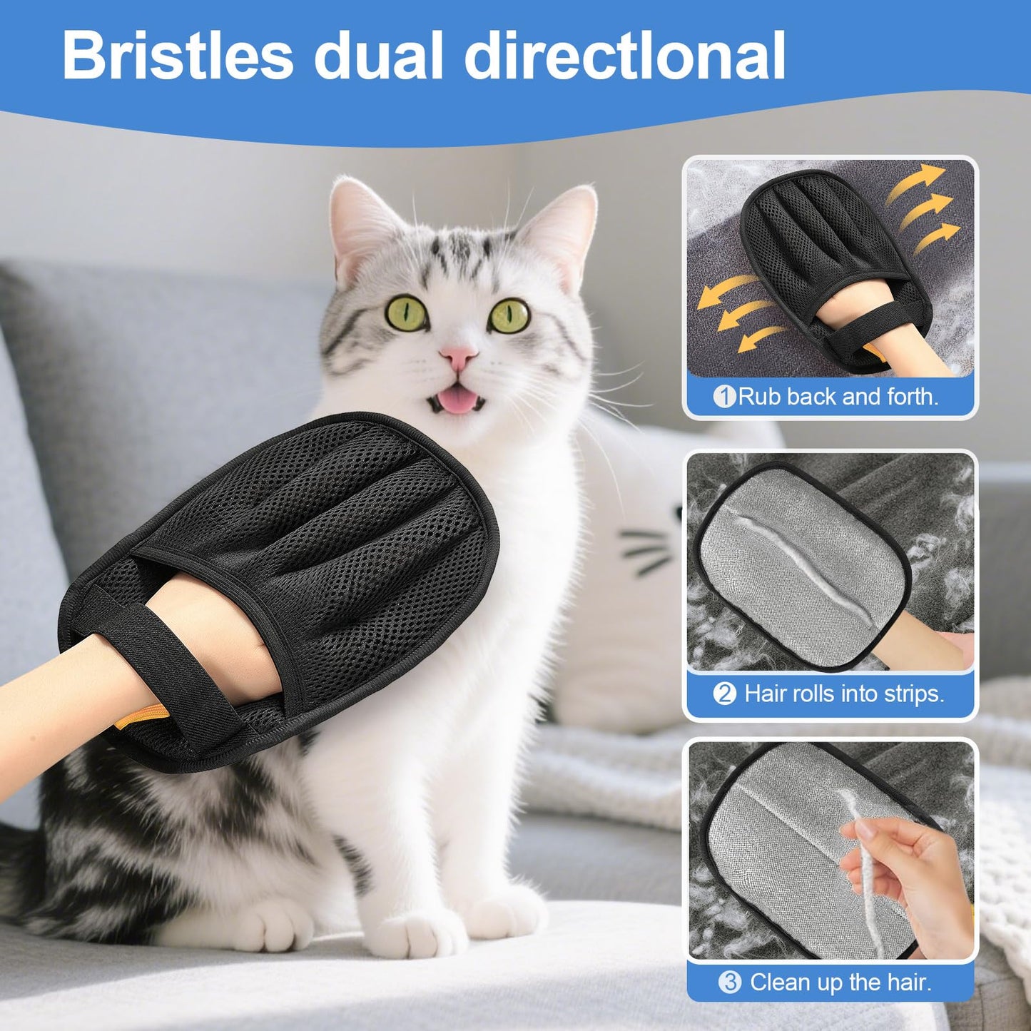 Salhap Pet Hair Removal Glove for Cats & Dogs, New Upgraded Electrostatic Gloves for Pet Hair, Reusable Pet Hair Remover Tool for Couch, Furniture, Carpet, Curtain & Car Seat