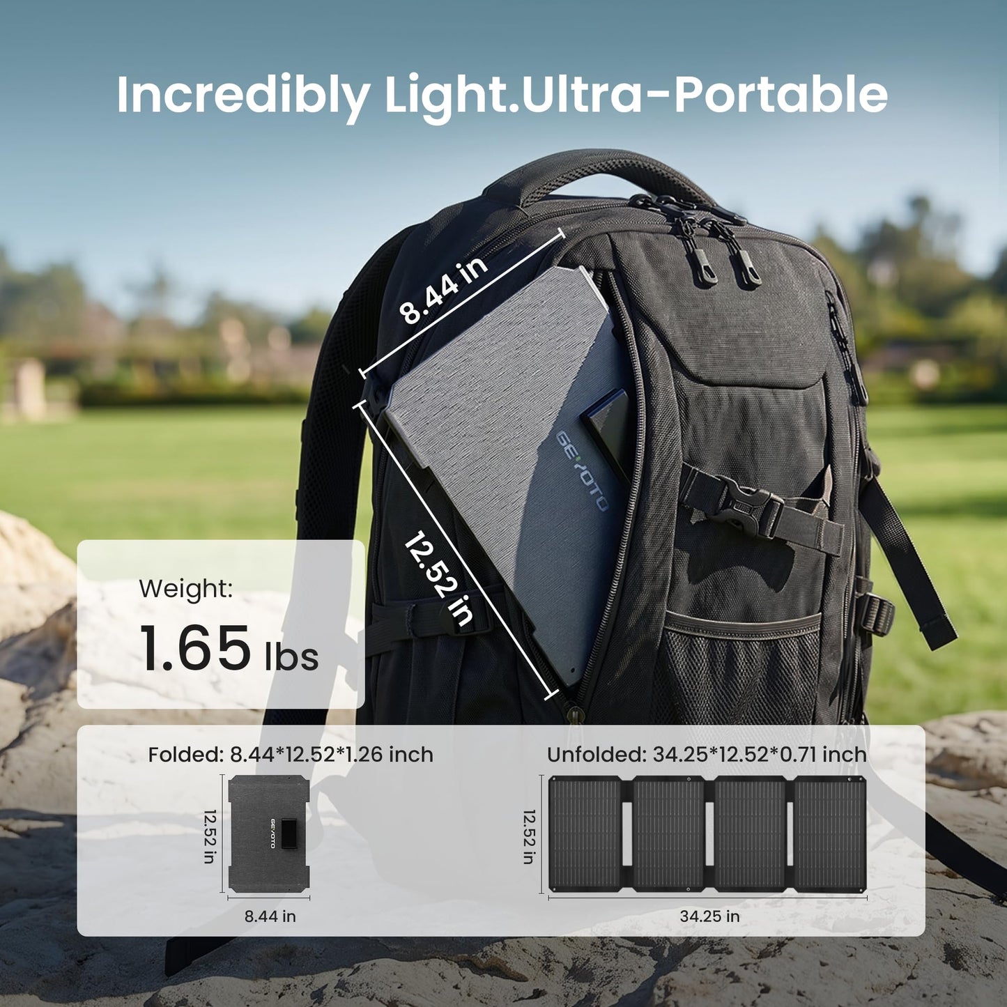 GEYOTO 45W Solar Panel Charger with Dual USB-C and USB-A,25.4% High Efficiency Foldable Solar Panel Charger,IP68 Waterproof Portable Solar Charger for Camping,Backpacking,Hiking,Phones,Power Bank