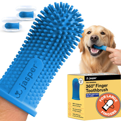 Jasper Dog Toothbrush, 360º Dog Tooth Brushing Kit, Cat Toothbrush, Dog Teeth Cleaning, Dog Finger Toothbrush, Dog Tooth Brush for Small & Large Pets, Dog Toothpaste Not Included