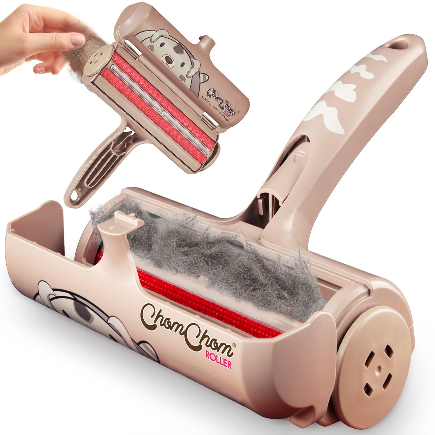 ChomChom Pet Hair Remover - Reusable Cat and Dog Hair Remover for Furniture, Couch, Carpet, Car Seats and Bedding - Eco-Friendly, Portable, Multi-Surface Lint Roller & Animal Fur Removal