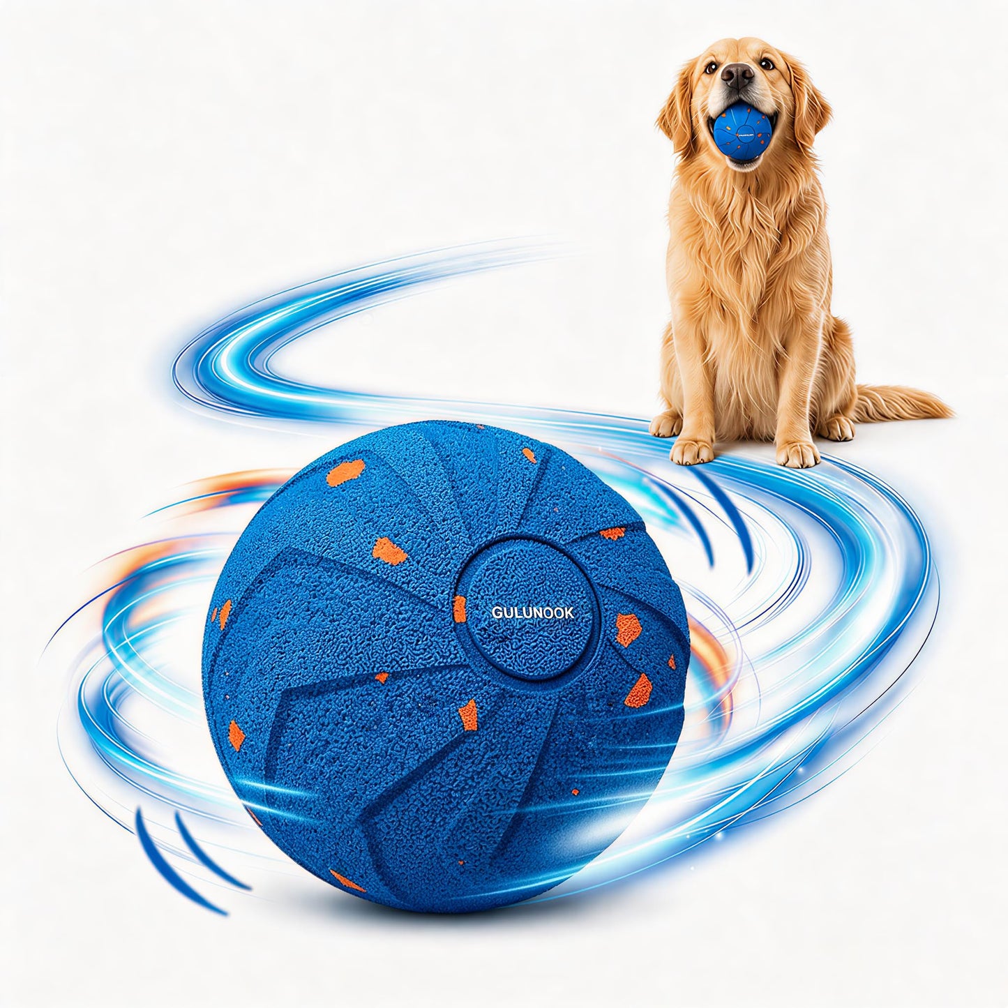 GULUNOOK Interactive Dog Ball Toy for Small Medium Dogs – Smart Auto Moving Bouncing Ball with LED Lights, 3 Play Modes, Durable E-TPU, USB Rechargeable, 2.8” Dog Toys to Keep Dogs Busy
