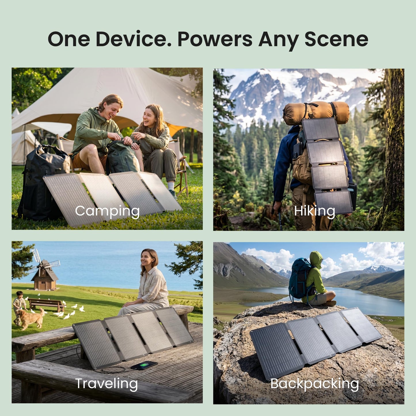 GEYOTO 45W Solar Panel Charger with Dual USB-C and USB-A,25.4% High Efficiency Foldable Solar Panel Charger,IP68 Waterproof Portable Solar Charger for Camping,Backpacking,Hiking,Phones,Power Bank