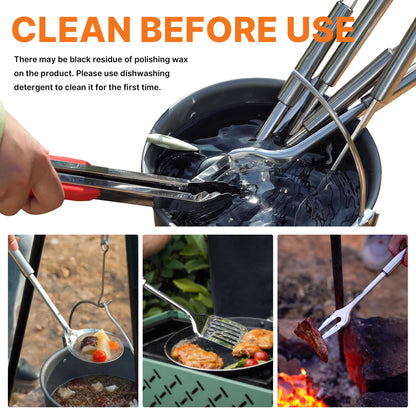 Gaialoop Portable Camping Cooking Utensils Set, Camp Kitchen Set with Organizer Bag, RV Essentials Outdoor Cooking Utensil Kit for Travel, Picnics, Camping, BBQs, Parties