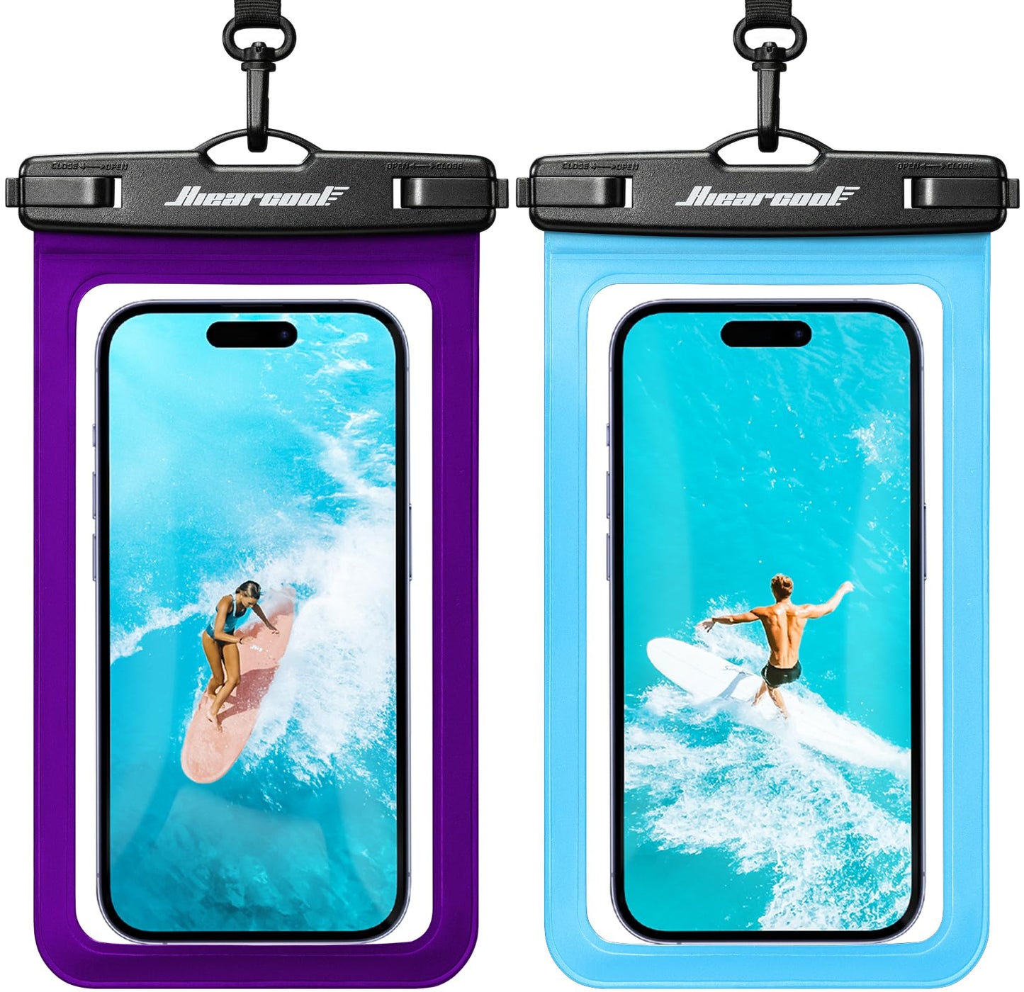 Hiearcool Universal Waterproof Case, Waterproof Phone Pouch Compatible for iPhone 14 13 12 11 Pro Max XS Plus Samsung Galaxy S22 Cellphone Up to 8.3", IPX8 Cellphone Dry Bag for Vacation-2 Pack