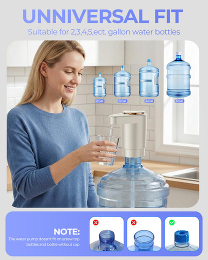 Water Bottle Pump, Portable Electric Water Dispenser Pump for 5 Gallon Bottles