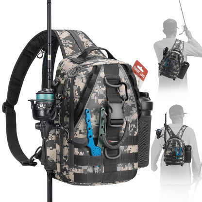 Piscifun Fishing Backpack with Rod Holder, Lightweight Sling Bag Storge Gear and Equipment