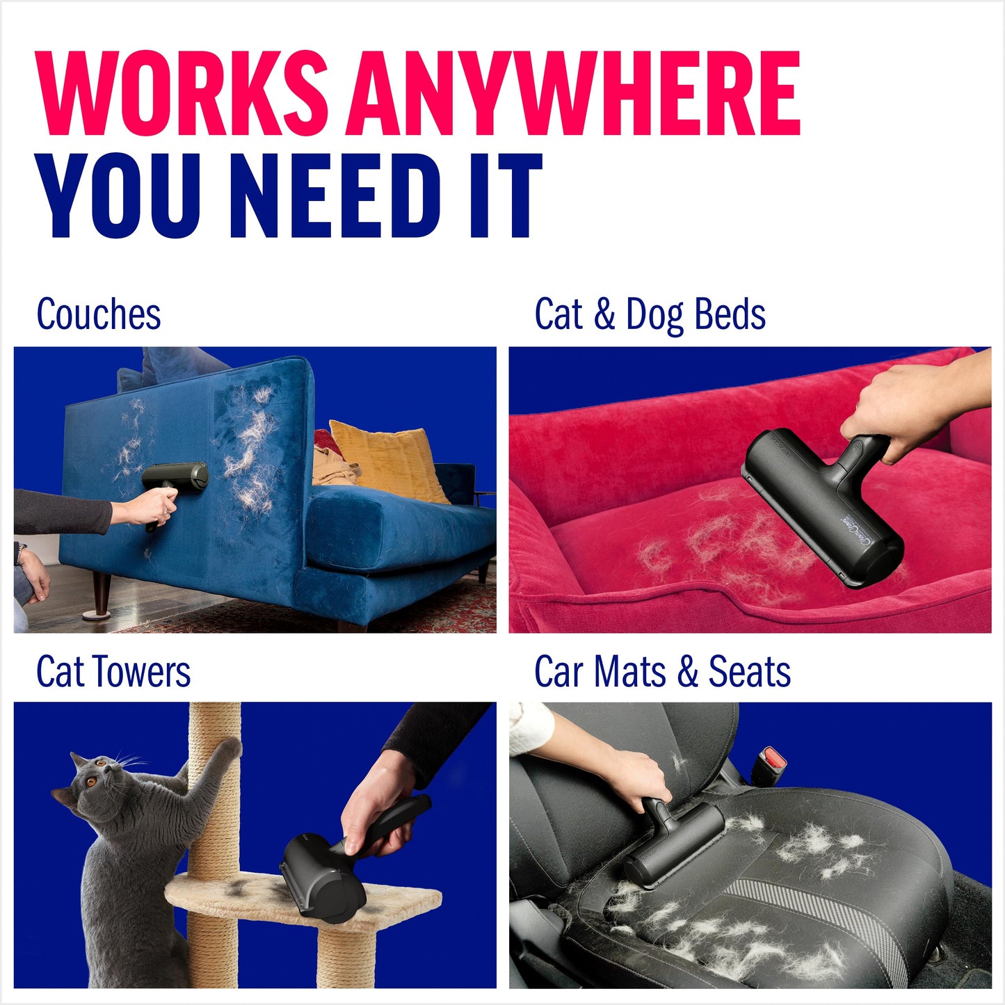 ChomChom Pet Hair Remover - Reusable Cat and Dog Hair Remover for Furniture, Couch, Carpet, Car Seats and Bedding - Eco-Friendly, Portable, Multi-Surface Lint Roller & Animal Fur Removal