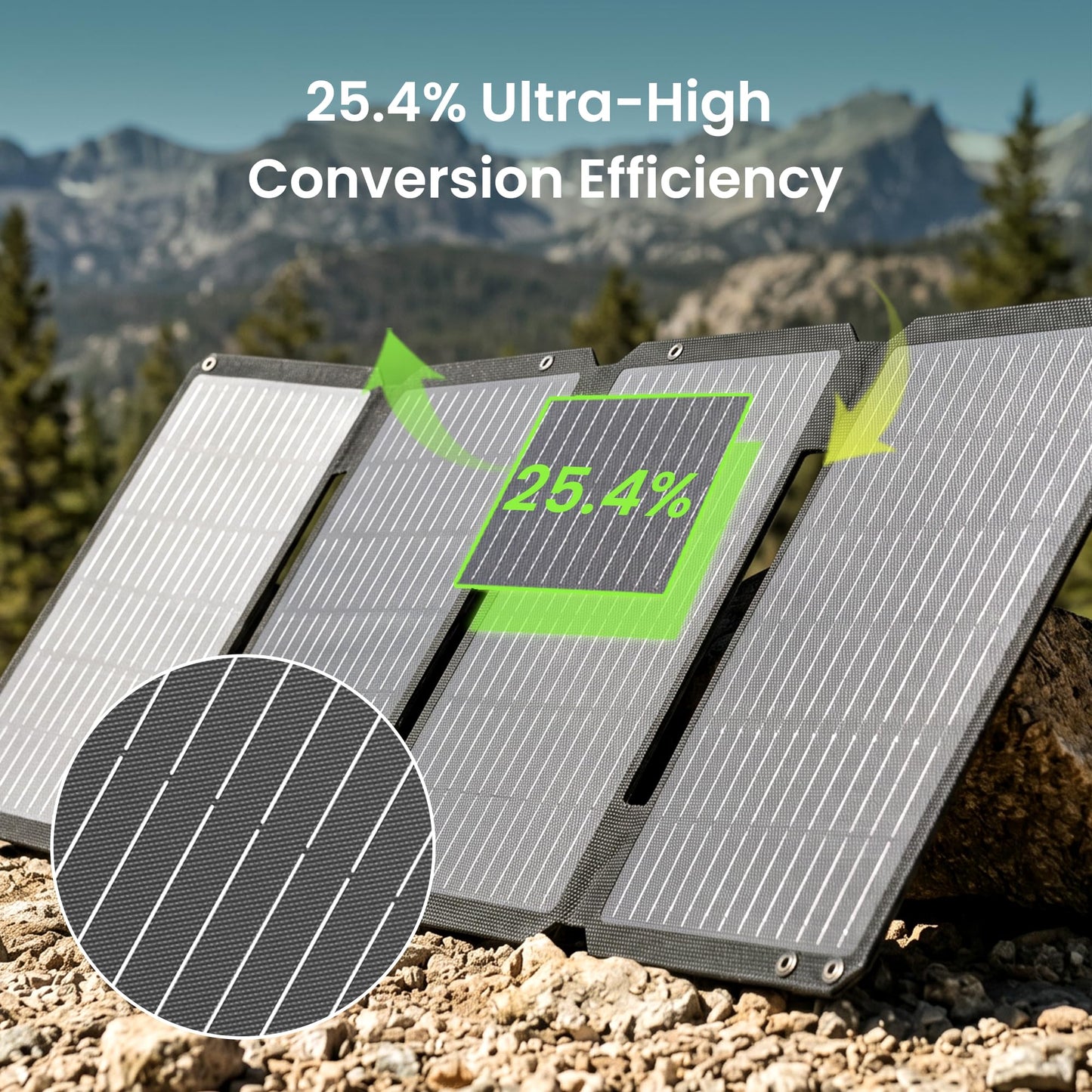 GEYOTO 45W Solar Panel Charger with Dual USB-C and USB-A,25.4% High Efficiency Foldable Solar Panel Charger,IP68 Waterproof Portable Solar Charger for Camping,Backpacking,Hiking,Phones,Power Bank