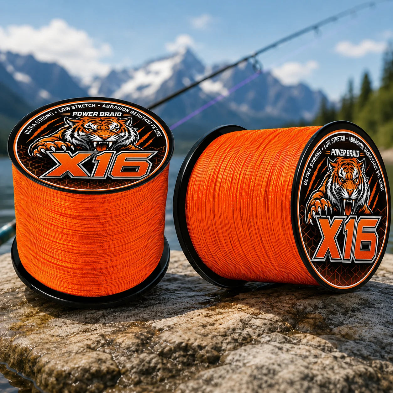 300M/328YDS New X16 Orange PE Braided Fishing Line, Heavy-Duty High-Density Braid for Saltwater & Freshwater