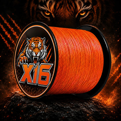 300M/328YDS New X16 Orange PE Braided Fishing Line, Heavy-Duty High-Density Braid for Saltwater & Freshwater