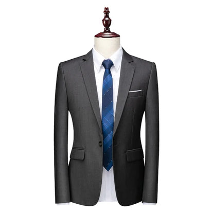 2026 New Men's Blue Suit Jacket, Single Button V-neck Dress Coat, Black Red Men Slim Blazer Spring Autumn Terno Masculino