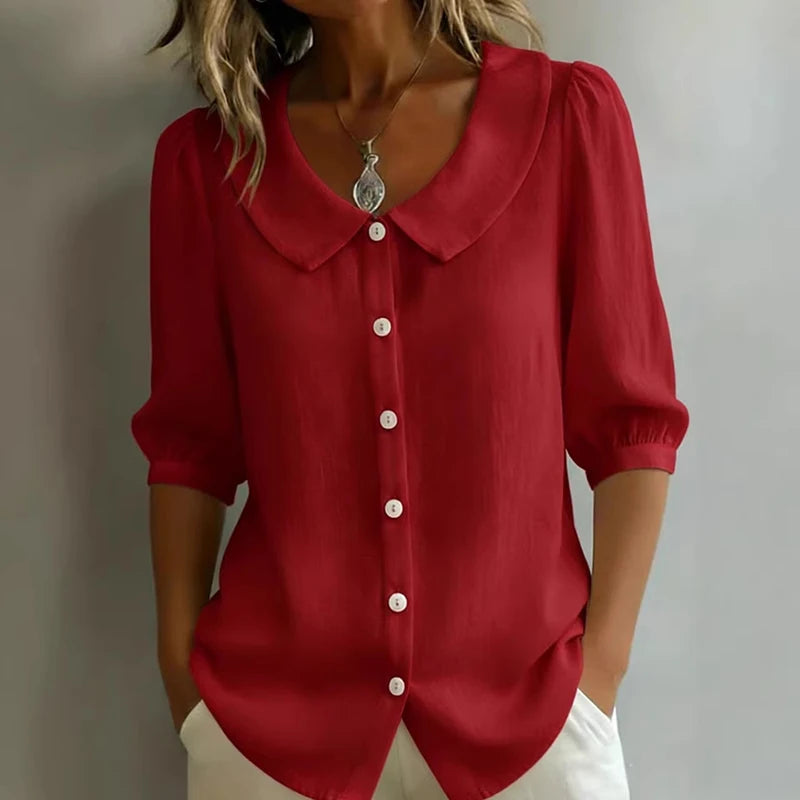 Summer Loose Shirt Women Button Tops Casual Cotton Linen Blouse Shirt Blusa Casual Short Sleeve Shirts For Women Thin Cardigan