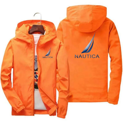 Spring and Autumn Men's Casual Long-sleeved Hooded Jackets, Hiking Raincoats, Outdoor Waterproof Fishing Windbreakers