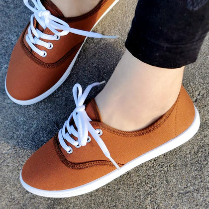 2026 Lace-Up Shoes Woman Large Size 42 Canvas Casual  Off White Shoes Breathable Wear Resistant Slip Platform Vulcanize Shoes