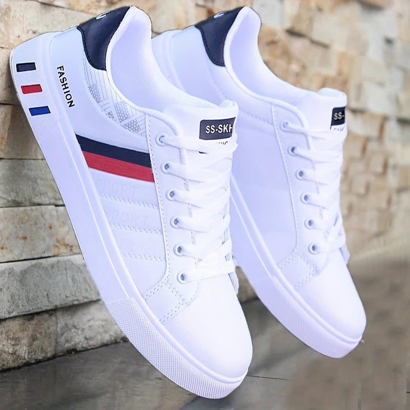 Men's Low-Top Skateboarding Sneakers - Breathable Synthetic Upper, Durable Pvc Sole, Round Toe Design, Suitable for Casual and Formal Wear Skateboard Shoes, Casual Shoes, Stylish Lace-Up Design, Equipped with Comfortable Fabric Insoles.
