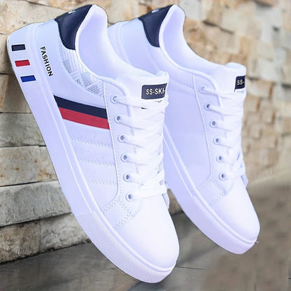 Men's Low-Top Skateboarding Sneakers - Breathable Synthetic Upper, Durable Pvc Sole, Round Toe Design, Suitable for Casual and Formal Wear Skateboard Shoes, Casual Shoes, Stylish Lace-Up Design, Equipped with Comfortable Fabric Insoles.