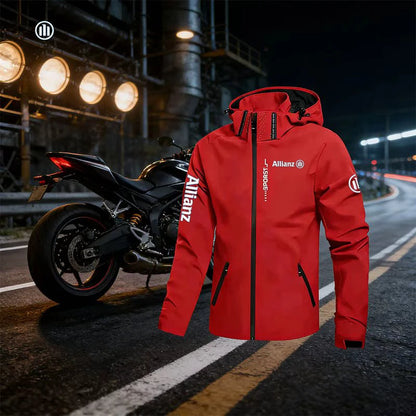 2026 Allianz Logo Men's Outdoor Casual Waterproof Raincoat - Lightweight Cycling Jacket - Hooded Street-Style Hiking Windproof J