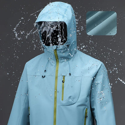 Men's Sport Hooded Jacket Waterproof Windbreaker Outdoor Unisex Hiking Climbing Trekking Multiple Pocket Softshell Hooded Jacket