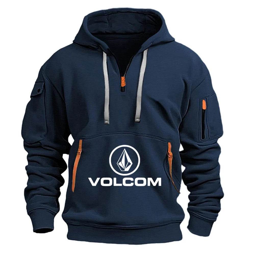 VOLCOM 2025 Spring Autumn Men's Half Zipper Hoodie Sweatshirt Casual Sports Pullover Harajuku Long-sleeved Loose Coat