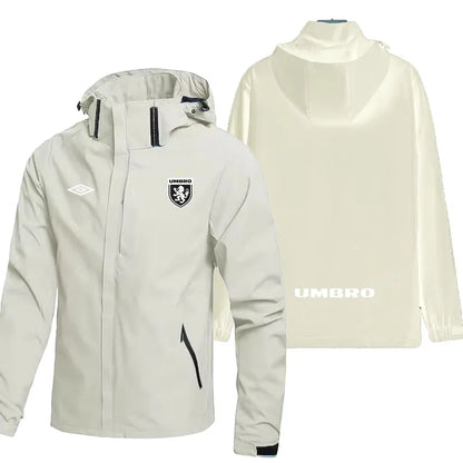 UMBRO LOGO Sporty Windbreaker Men's Spring-Autumn Windproof And Water-Resistant Hooded Jacket For Running, Outdoor Training Coat