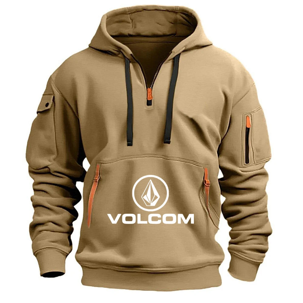 VOLCOM 2025 Spring Autumn Men's Half Zipper Hoodie Sweatshirt Casual Sports Pullover Harajuku Long-sleeved Loose Coat