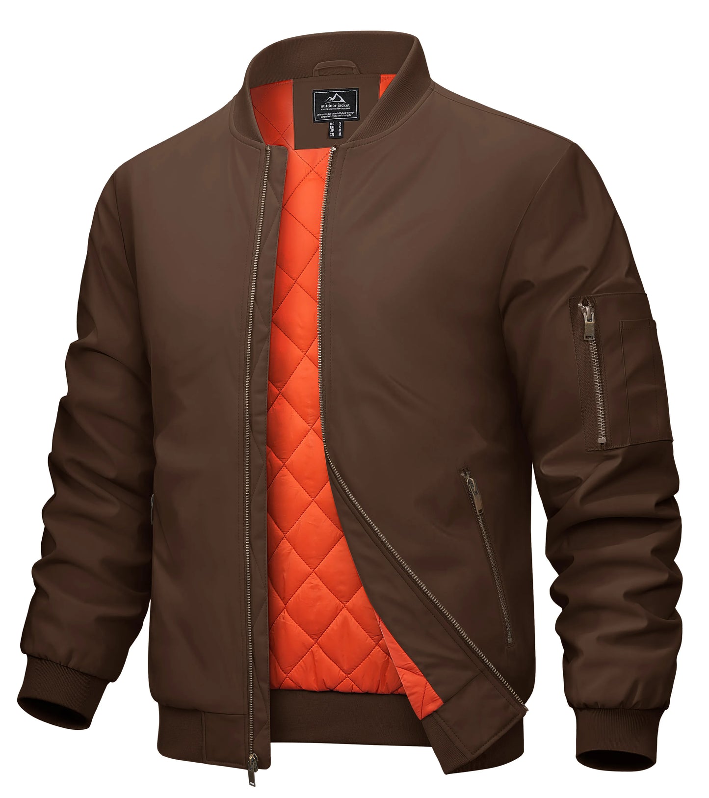 MAGCOMSEN Men's Aviator Jackets Thick Warm Orange Lining Bomber Jackets Fall Winter Casual Windproof Coats