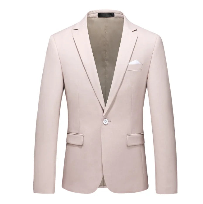 2026 New Men's Blue Suit Jacket, Single Button V-neck Dress Coat, Black Red Men Slim Blazer Spring Autumn Terno Masculino
