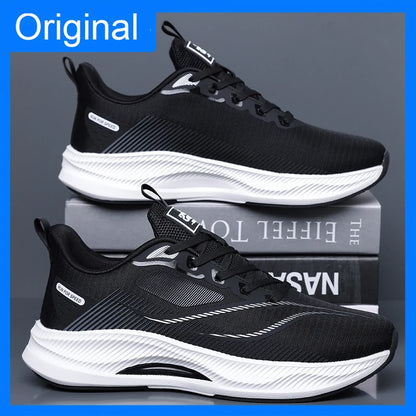 Men Sports Shoes Summer Classic Mesh Breathable Lightweight Comfortable Running Shoes Rebound Cushioning Soft Sole Fitness Shoes