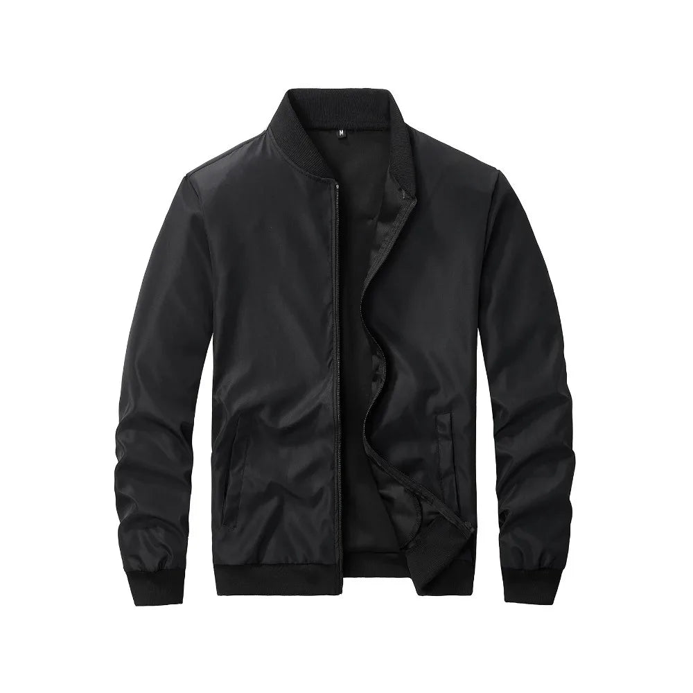 2024 Spring and Autumn New Baseball Collar Short Loose Solid Color Jacket Men's Business Casual Thin Coat Trend