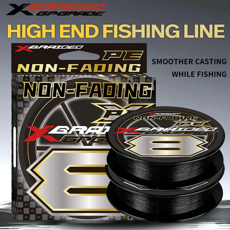 New YGKX Black Never Faded X8 Strands Braided Fishing Line Japanese High Quality 8x Multifilament PE Wire Power Saltwater Line
