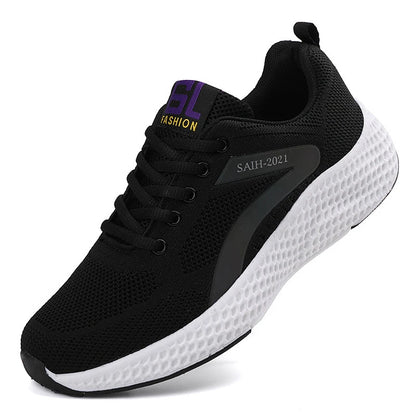 Women's Sports Shoes Comfortable Running Shoes Flying Knit Versatile Lace-Up Casual Shoes For Women Breathable And Fashionable