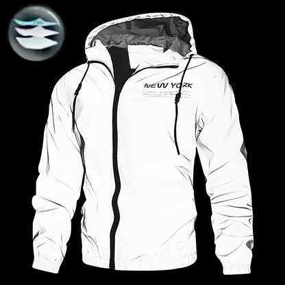 Night Reflective Jackets Men Double Fabric Waterproof Windbreaker Hooded Jacket Man Hip Hop Cycling Sports Zipper Coats Outwear