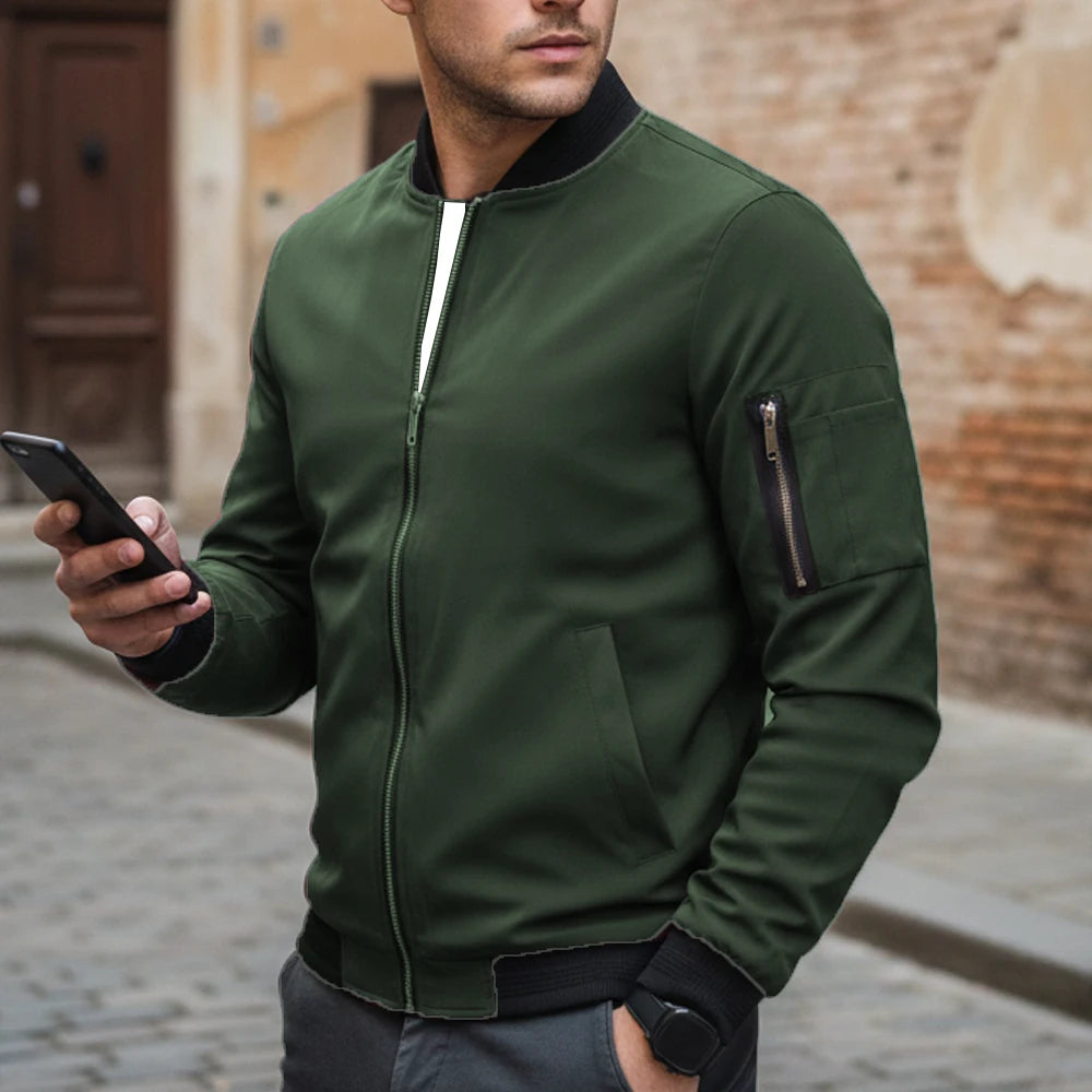 Lightweight Men's Baseball Jacket Spring Thin Bomber Collar Vintage Streetwear Male Coats Casual Summer European Size Retro 2026